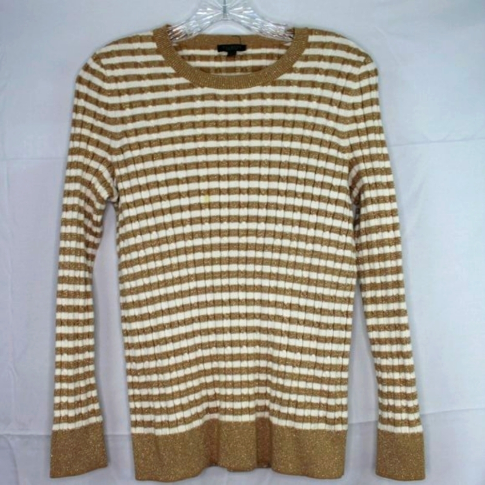 Talbots Sweater Women Medium Gold Glitter Long Sleeve